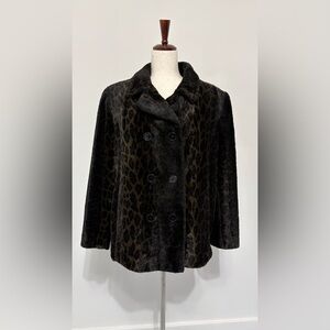 Vintage Lorovi Animal Print Faux Fur Swing Coat